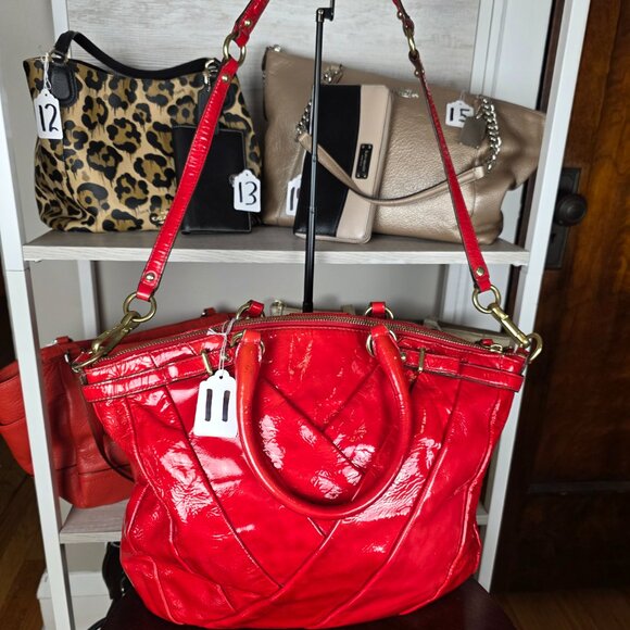 Coach Large Red Patent Leather Satchel/Tote - Picture 3 of 17